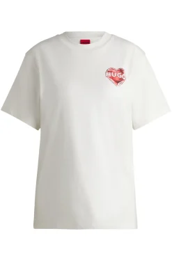 Damen Hugo Red T-Shirt aus Baumwoll-Jersey mit Grafik-Print