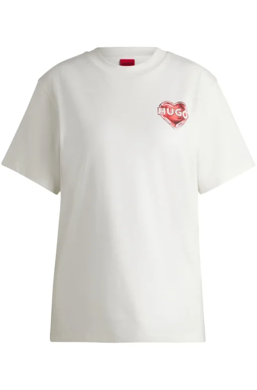 Damen Hugo Red T-Shirt aus Baumwoll-Jersey mit Grafik-Print