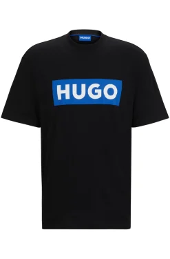 Herren Hugo Blue T-Shirt aus Baumwoll-Jersey mit blauem Logo