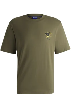 Herren Hugo Blue T-Shirt aus Baumwoll-Jersey mit Grafik-Prints