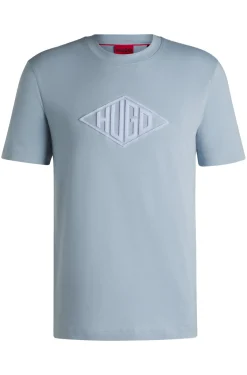 Herren Hugo Red T-Shirt aus Baumwoll-Jersey mit geometrischer Logo-Stickerei
