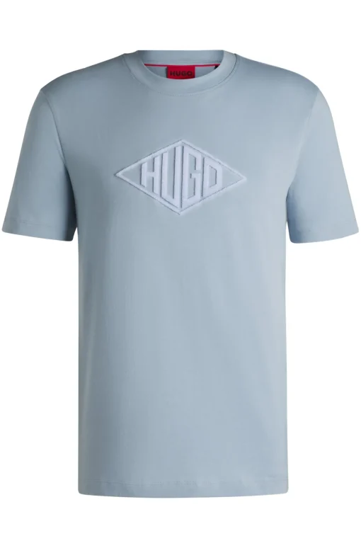 Herren Hugo Red T-Shirt aus Baumwoll-Jersey mit geometrischer Logo-Stickerei