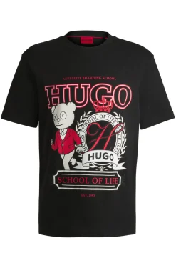 Herren Hugo Red T-Shirt aus Baumwoll-Jersey mit Logo-Grafik-Print