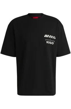 Herren Hugo Red T-Shirt aus Baumwoll-Jersey mit Prints im Rennsport-Stil