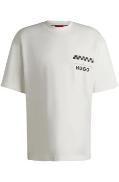 Herren Hugo Red T-Shirt aus Baumwoll-Jersey mit Prints im Rennsport-Stil