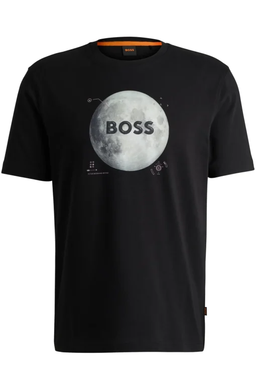 Herren Boss Orange T-Shirt aus Baumwoll-Jersey mit Artwork der Saison
