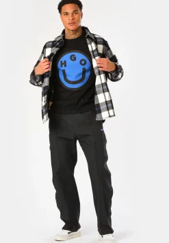 Damen Hugo Blue T-Shirt aus Baumwoll-Jersey mit Happy HUGO Smiley®