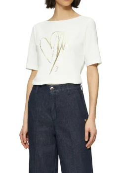 Damen s.Oliver BLACK LABEL T-Shirt aus Baumwollmix mit Metallic-Print