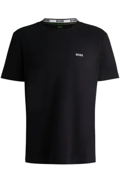 Herren Boss Green T-Shirt aus Baumwoll-Piqué mit Oxford-Jacquard-Kragen hinten