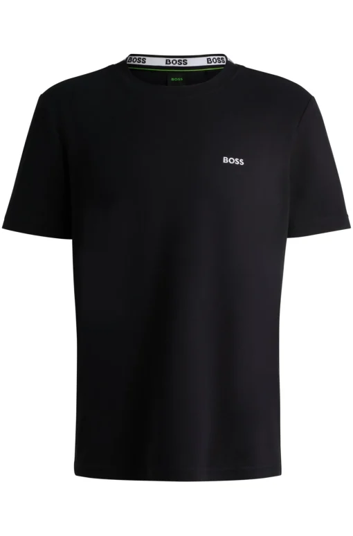 Herren Boss Green T-Shirt aus Baumwoll-Piqué mit Oxford-Jacquard-Kragen hinten