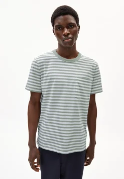 Herren armedangels T-Shirt aus Bio-Baumwolle MAARKOS POCKET STRIPES