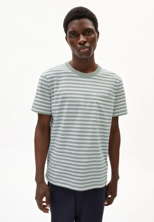 Herren armedangels T-Shirt aus Bio-Baumwolle MAARKOS POCKET STRIPES