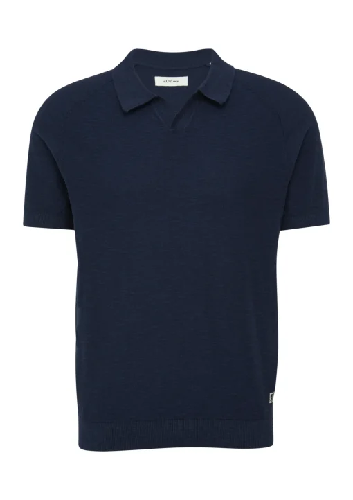Herren s.Oliver T-Shirt aus Slub Yarn mit Strickmuster