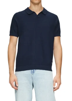 Herren s.Oliver T-Shirt aus Slub Yarn mit Strickmuster