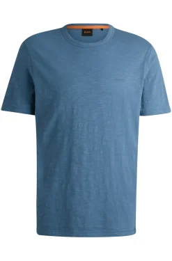 Herren Boss Orange T-Shirt aus strukturierter Baumwolle mit Logo-Detail