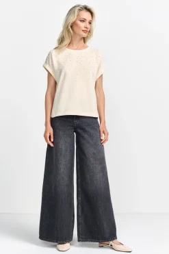 Damen Rich & Royal T-Shirt aus supersoftem Jersey mit Perlenapplikation