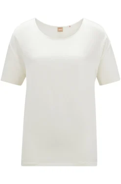 Damen Boss T-SHIRT Esandy AUS MERZERISIERTEM JERSEY MIT VORDERSEITE AUS STRETCH-SEIDE
