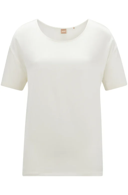 Damen Boss T-SHIRT Esandy AUS MERZERISIERTEM JERSEY MIT VORDERSEITE AUS STRETCH-SEIDE