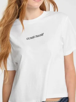 Damen GUESS JEANS T-Shirt Logo Rundhalsausschnitt