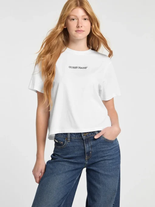 Damen GUESS JEANS T-Shirt Logo Rundhalsausschnitt
