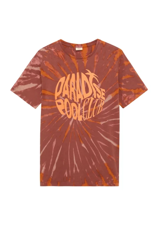 Kinder s.Oliver T-Shirt mit Batikmuster und Frontprint