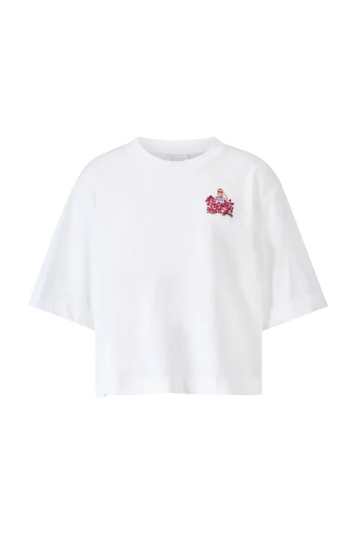 Damen Rich & Royal T-Shirt mit Blumenapplikation im Boxy-Fit