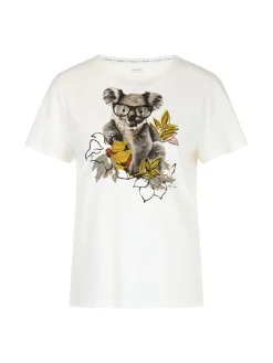 Damen Marc Cain T-Shirt mit 3D-Tier-Applikation