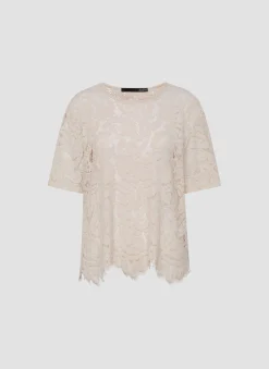 Damen Lecomte T-Shirt mit floraler Spitze