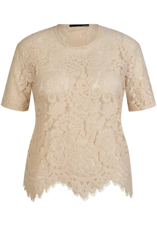 Damen Lecomte T-Shirt mit floraler Spitze