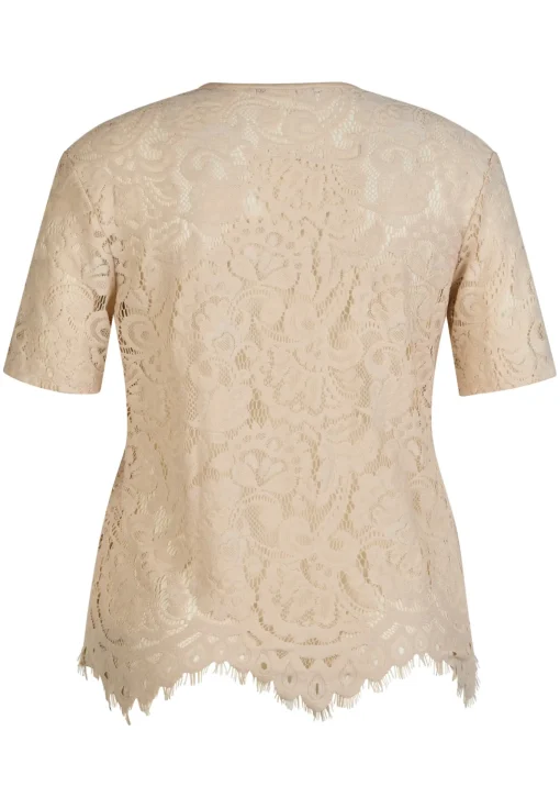 Damen Lecomte T-Shirt mit floraler Spitze
