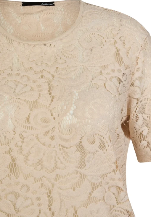 Damen Lecomte T-Shirt mit floraler Spitze