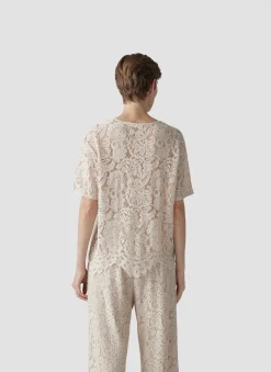 Damen Lecomte T-Shirt mit floraler Spitze