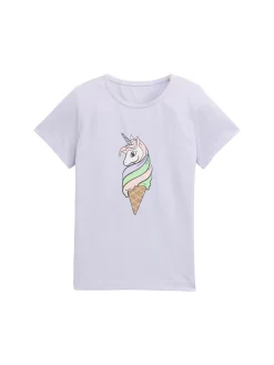 Kinder Tom Tailor Denim T-Shirt mit Glitzer-Print