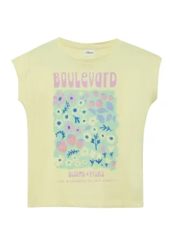 Kinder s.Oliver T-Shirt mit Glitzerprint in V-Shape