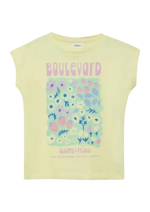 Kinder s.Oliver T-Shirt mit Glitzerprint in V-Shape