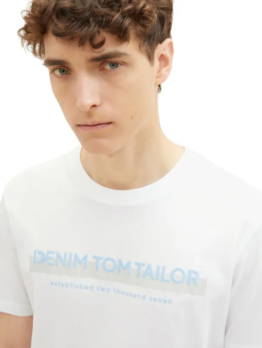 Herren Tom Tailor Denim T-Shirt mit Logo Print