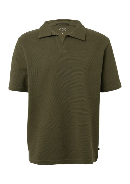 Herren QS T-Shirt mit offenem Polokragen