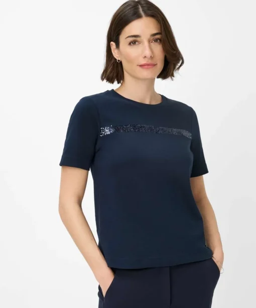 Damen Brax T-Shirt mit Pailletten