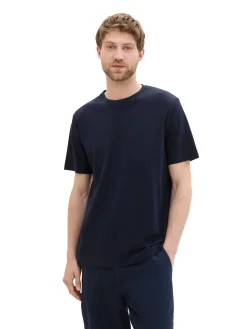 Herren Tom Tailor T-Shirt mit Piqué Struktur