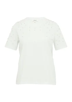Damen s.Oliver T-Shirt mit Schmuckperlen im Relaxed Fit