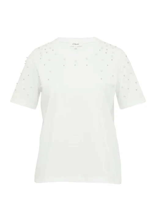 Damen s.Oliver T-Shirt mit Schmuckperlen im Relaxed Fit