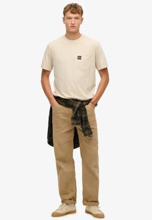 Herren Superdry T-Shirt mit Tasche und Kontrastnähten