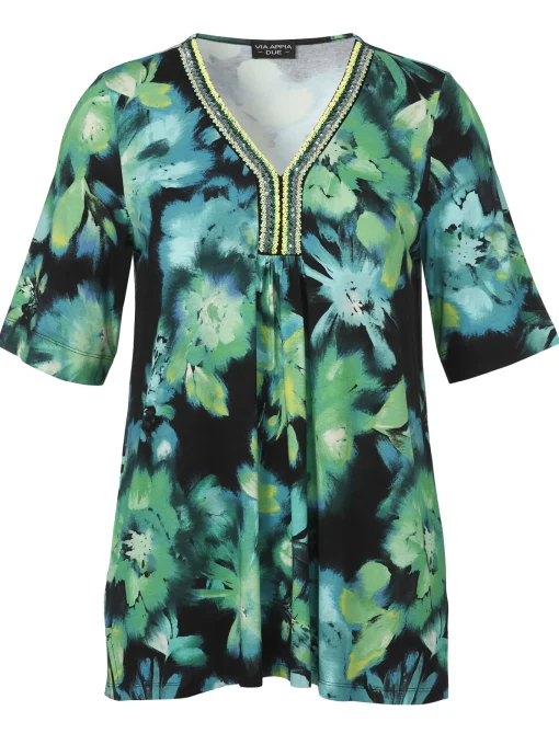 Damen Via Appia Due T-Shirt mit V-Ausschnitt und Pailletten