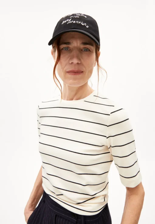 Damen armedangels T-Shirt Slim Fit aus Bio-Baumwoll Mix JAANISARA FINE STRIPE