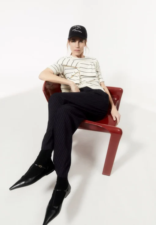 Damen armedangels T-Shirt Slim Fit aus Bio-Baumwoll Mix JAANISARA FINE STRIPE