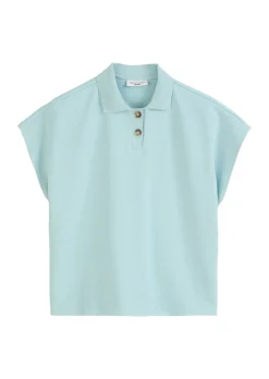 Damen Marc O´Polo Denim T-Shirt, SSL, Polo, Button Placket