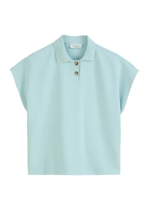 Damen Marc O´Polo Denim T-Shirt, SSL, Polo, Button Placket