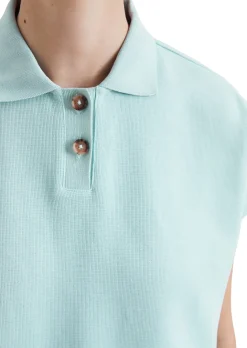 Damen Marc O´Polo Denim T-Shirt, SSL, Polo, Button Placket