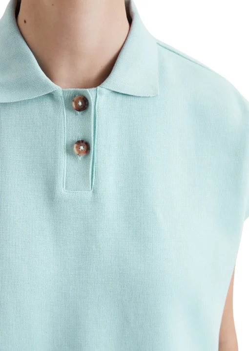 Damen Marc O´Polo Denim T-Shirt, SSL, Polo, Button Placket