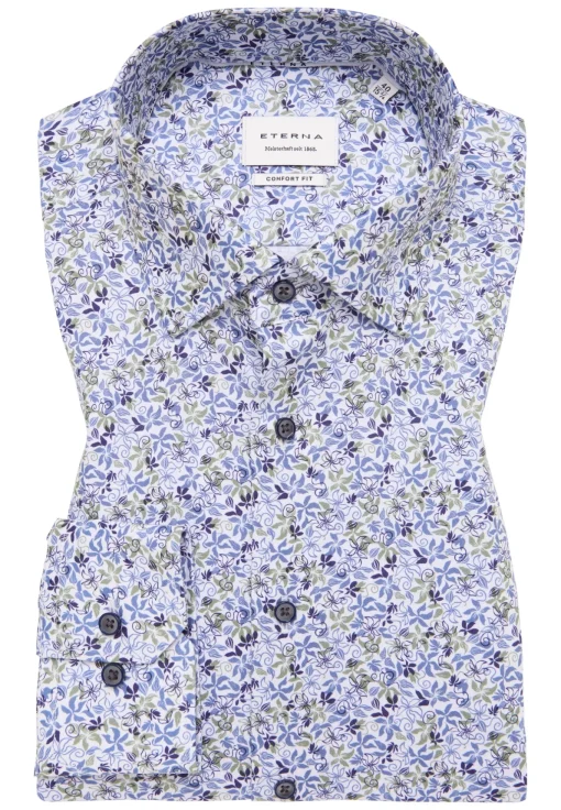 Herren Eterna Twillhemd mit floralem Print